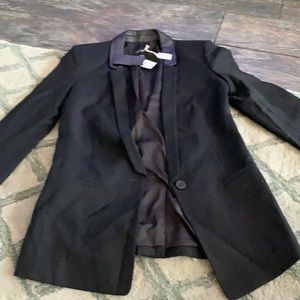 Club Monaco Gizette Blazer Geniune Leather Collar